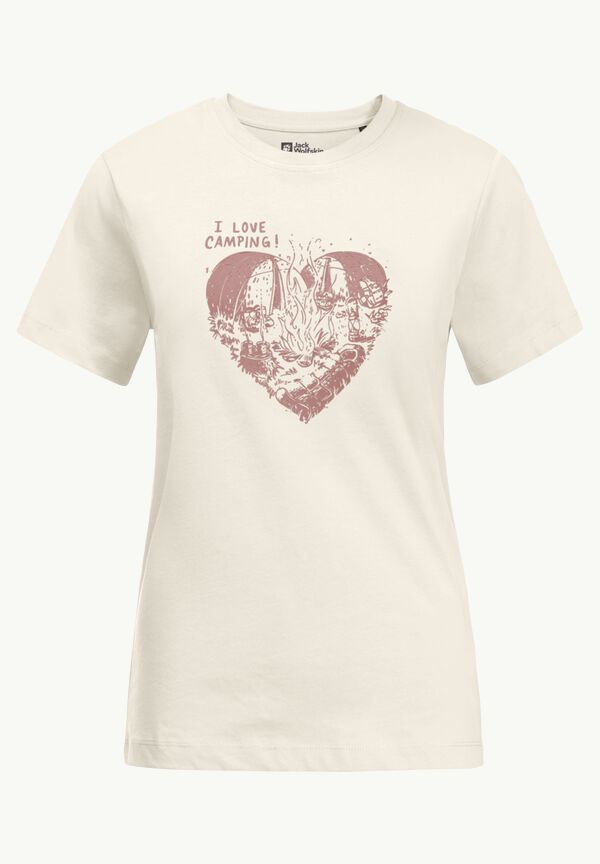 aus T-Shirt M CAMPING - WOLFSKIN cotton T W white JACK – Bio-Baumwolle Damen - LOVE
