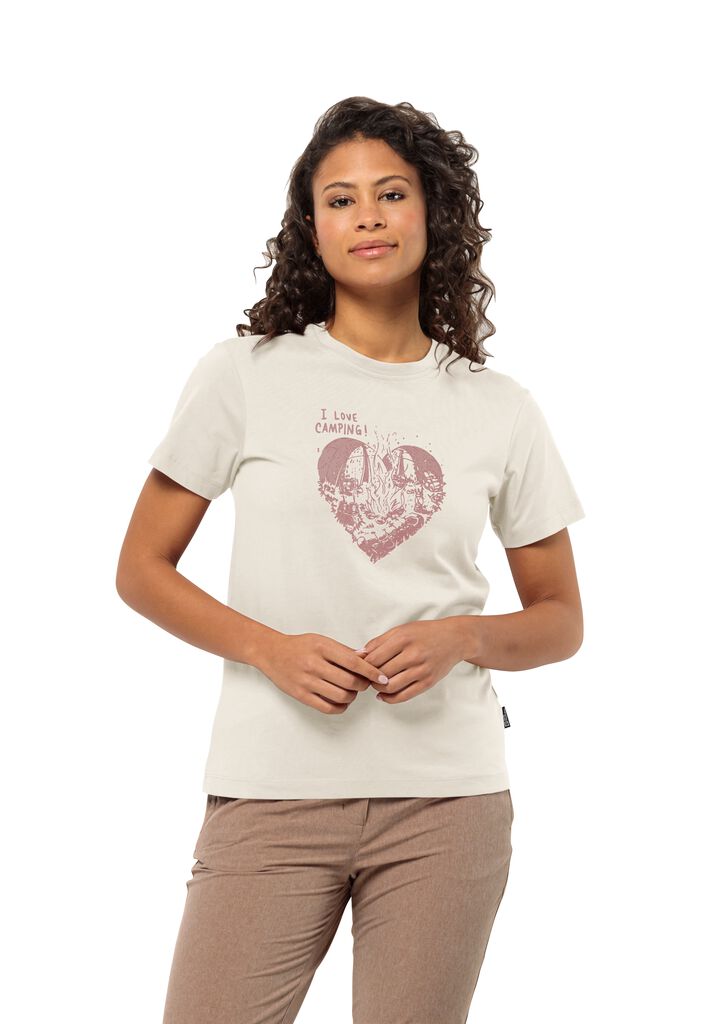 WOLFSKIN LOVE Damen W T-Shirt - CAMPING JACK cotton - – white aus Bio-Baumwolle M T