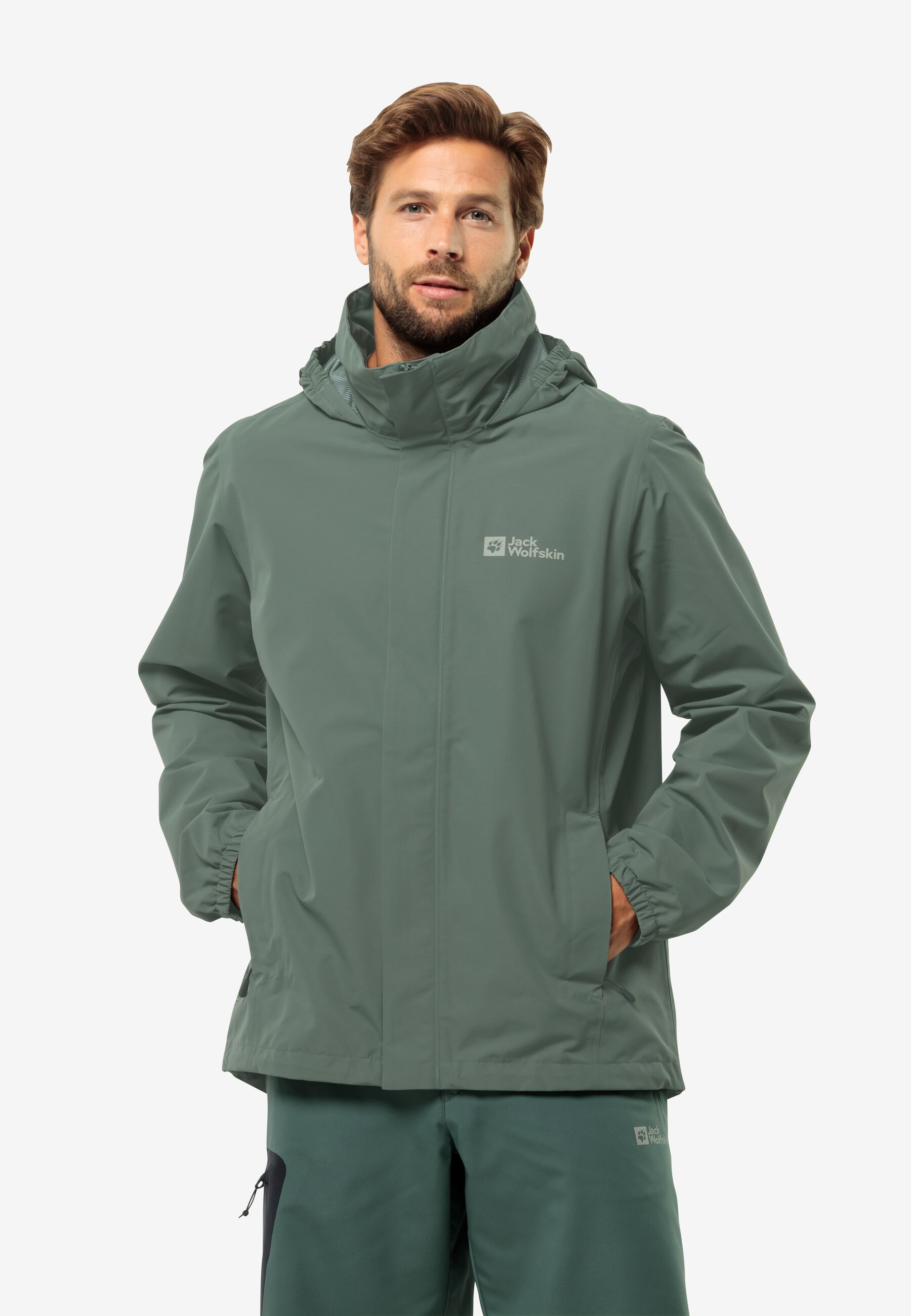 STORMY POINT 2L JKT M Hedge Green XL Regenjacke Herren