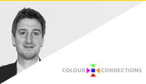 Porträt von Phil Patterson und Colours Connections Logo