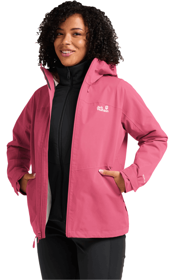 Frau mit 3-in-1 Außenjacke
