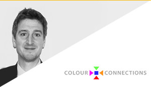 Porträt von Phil Patterson und Colours Connections Logo