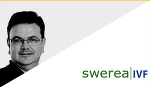 Porträt von Stefan Posner und Swerea IVF Logo